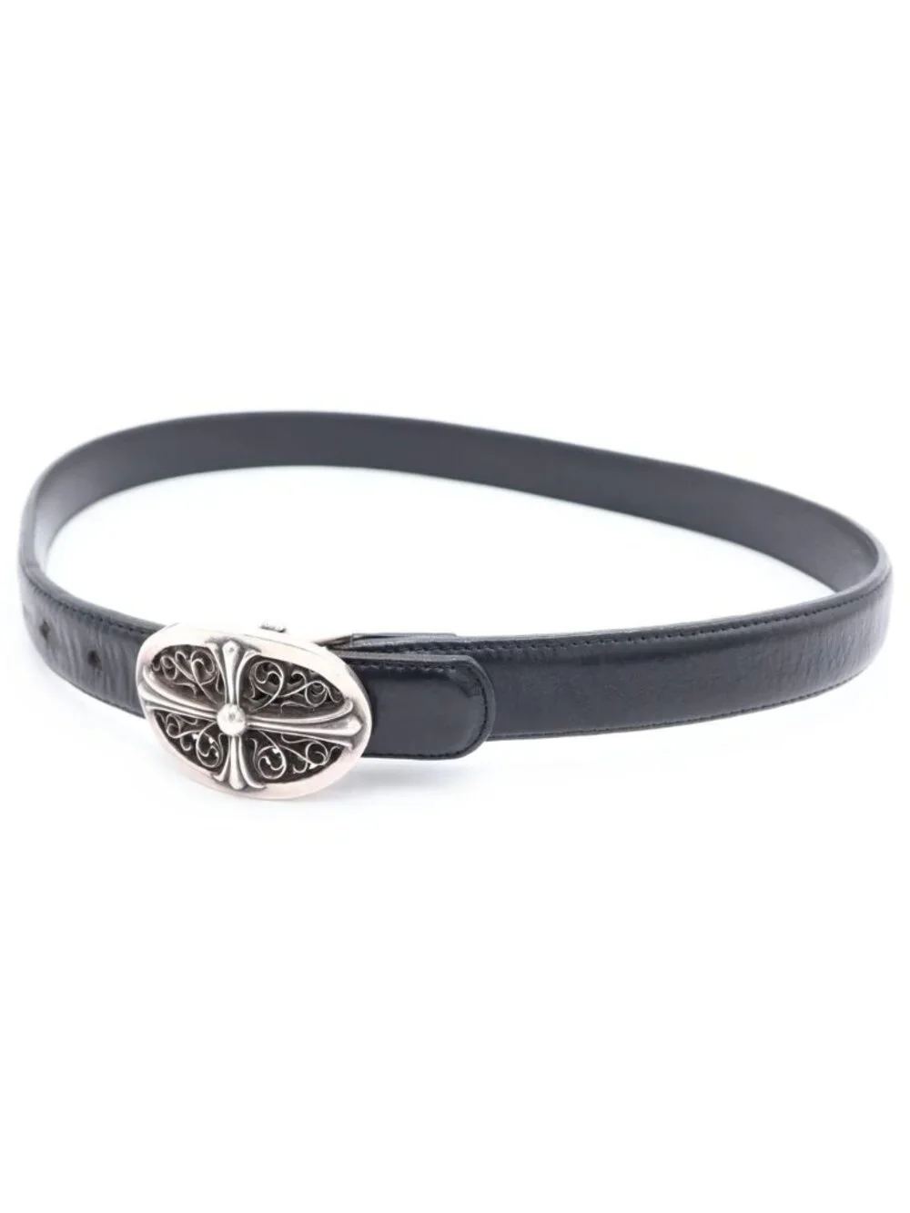 Chrome Hearts Buckl Oval 1.0 Classic Cross Silver Buckle Belt